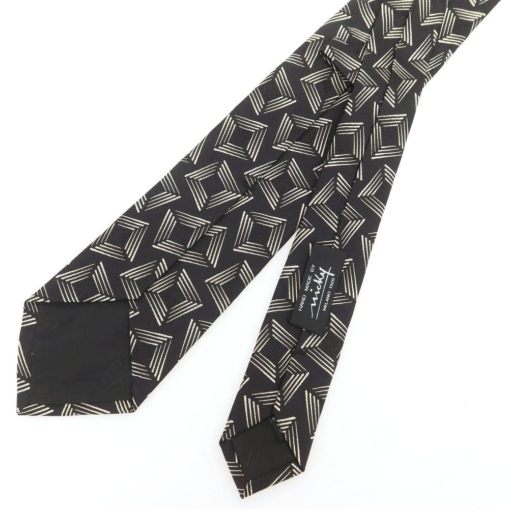 【新品】ニッキー nicky シルク 小紋柄ネクタイ ブラックxライトベージュ【 状態ランクN 】【 メンズ 】 [BPD]