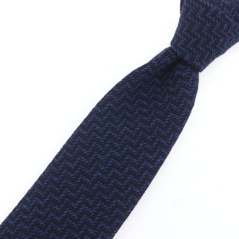 【新品】ニッキー nicky ウールシルク ヘリンボーン柄ネクタイ ダークネイビーxブルー【 状態ランクN 】【 メンズ 】