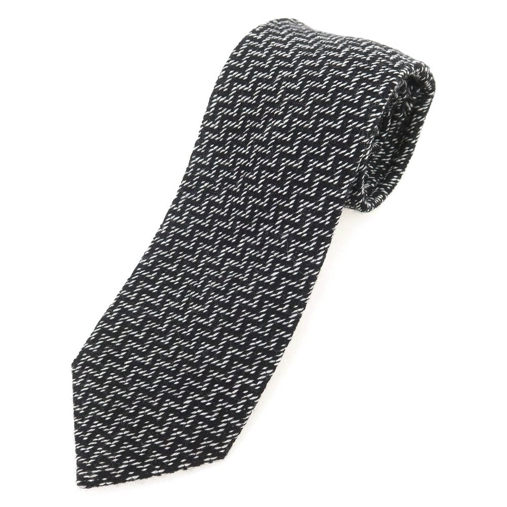 【新品】ニッキー nicky ウールシルク ヘリンボーン柄ネクタイ ブラックxホワイト【 状態ランクN 】【 メンズ 】