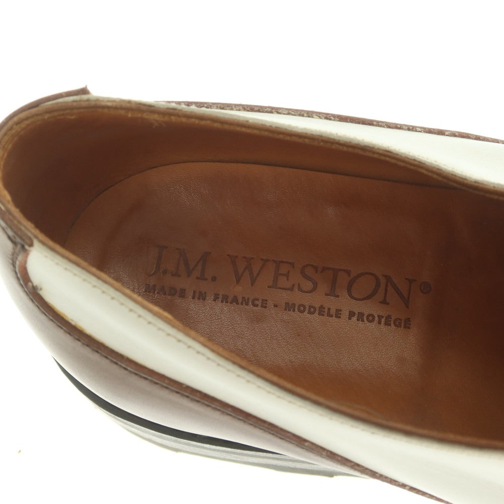 【中古】ジェイエムウエストン J.M WESTON GOLF コンビ Uチップ ドレスシューズ ブラウンxホワイト【 6 1/2C 】【 状態ランクC 】【 メンズ 】