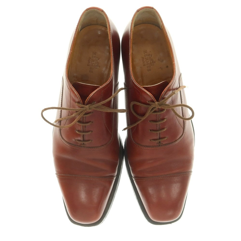 【中古】エルメス HERMES ストレートチップ ドレスシューズ レッドブラウン【 40 】【 状態ランクC 】【 メンズ 】