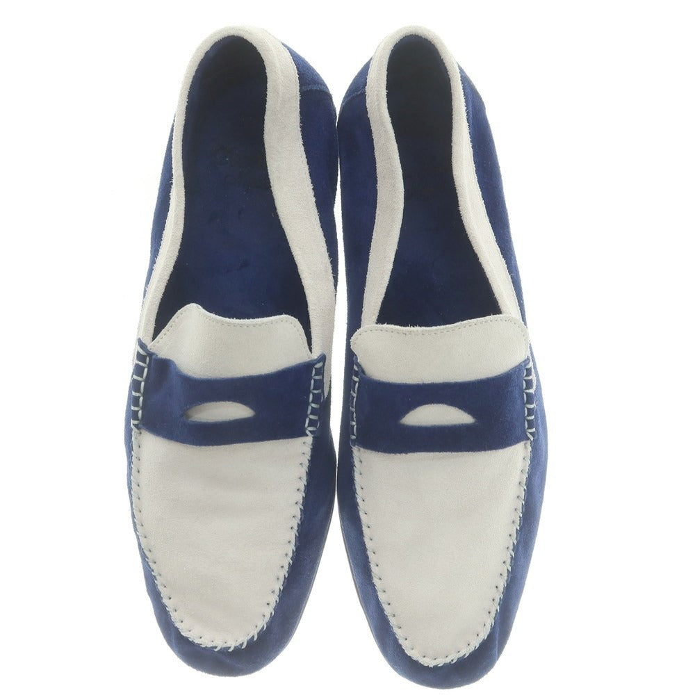 【中古】ディメッラ DI MELLA スエード コンビ コインローファー ブルーxオフホワイト【 6 】【 状態ランクB 】【 メンズ 】