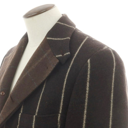 【中古】エルメス HERMES ウールナイロン ストライプ チェスターフィールドコート ブラウン【 50 】【 状態ランクB 】【 メンズ 】
