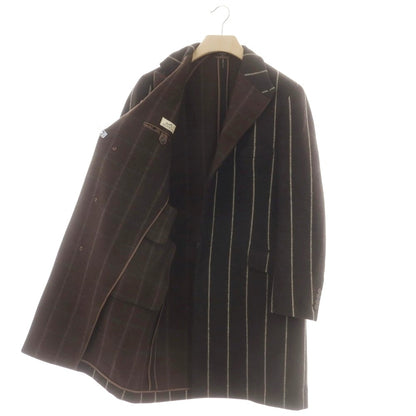 【中古】エルメス HERMES ウールナイロン ストライプ チェスターフィールドコート ブラウン【 50 】【 状態ランクB 】【 メンズ 】