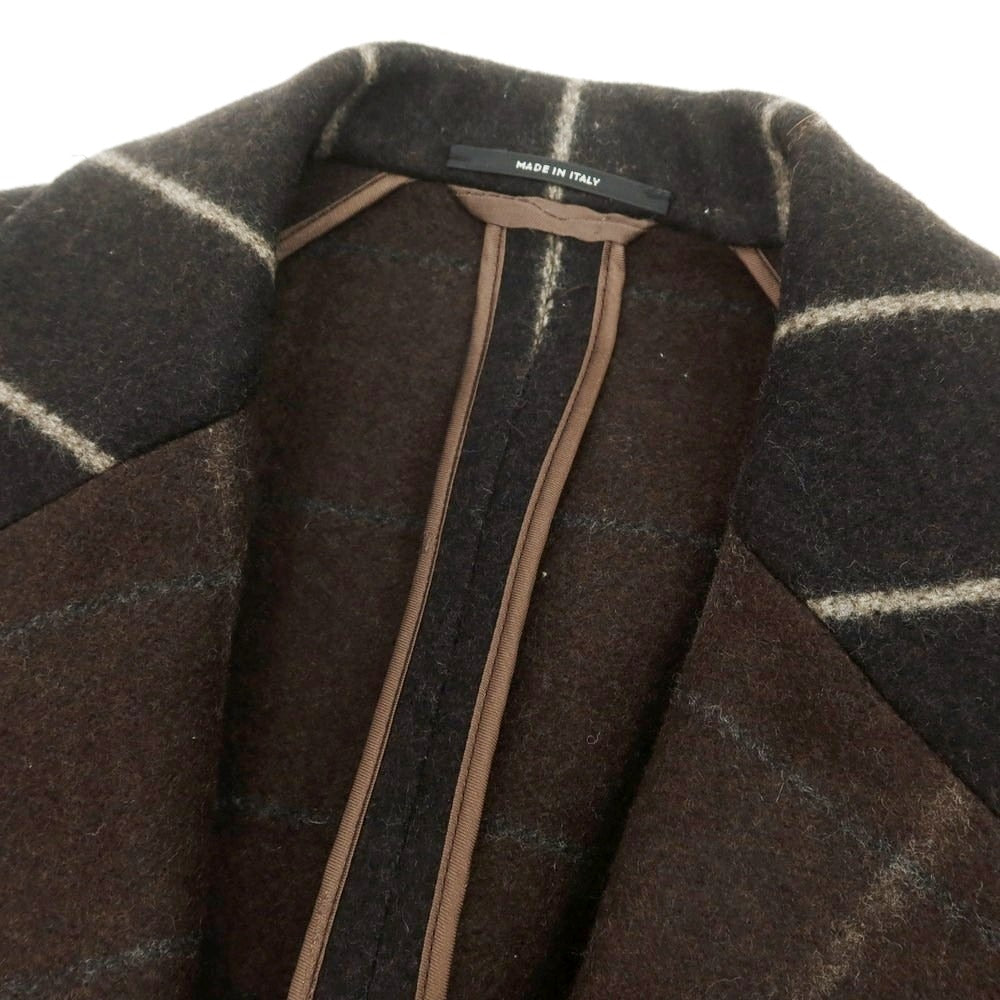 【中古】エルメス HERMES ウールナイロン ストライプ チェスターフィールドコート ブラウン【 50 】【 状態ランクB 】【 メンズ 】