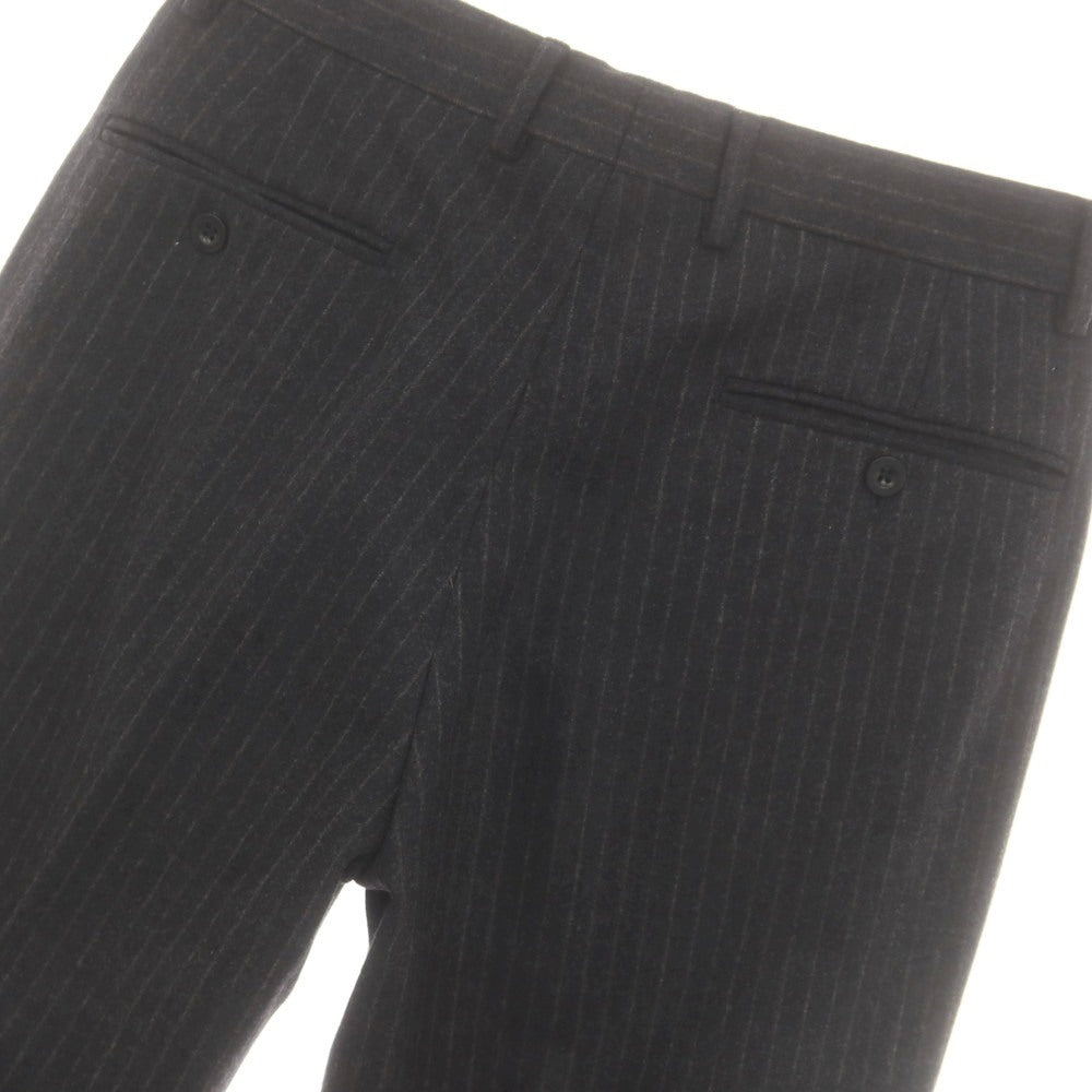 【中古】エルメス HERMES ストレッチ ウールカシミヤ ストライプ ドレススラックスパンツ チャコールxカーキ【 サイズ48 】【 状態ランクD 】【 メンズ 】 [CPD]