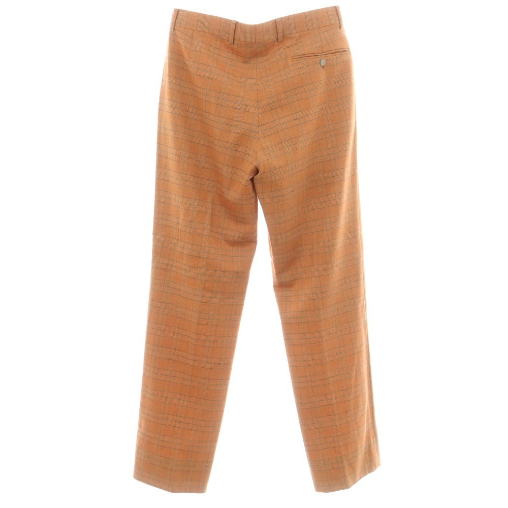 【中古】エルメス HERMES ストレッチウール チェック カジュアルスラックスパンツ オレンジxブラック【 40 】【 状態ランクC 】【 メンズ 】
