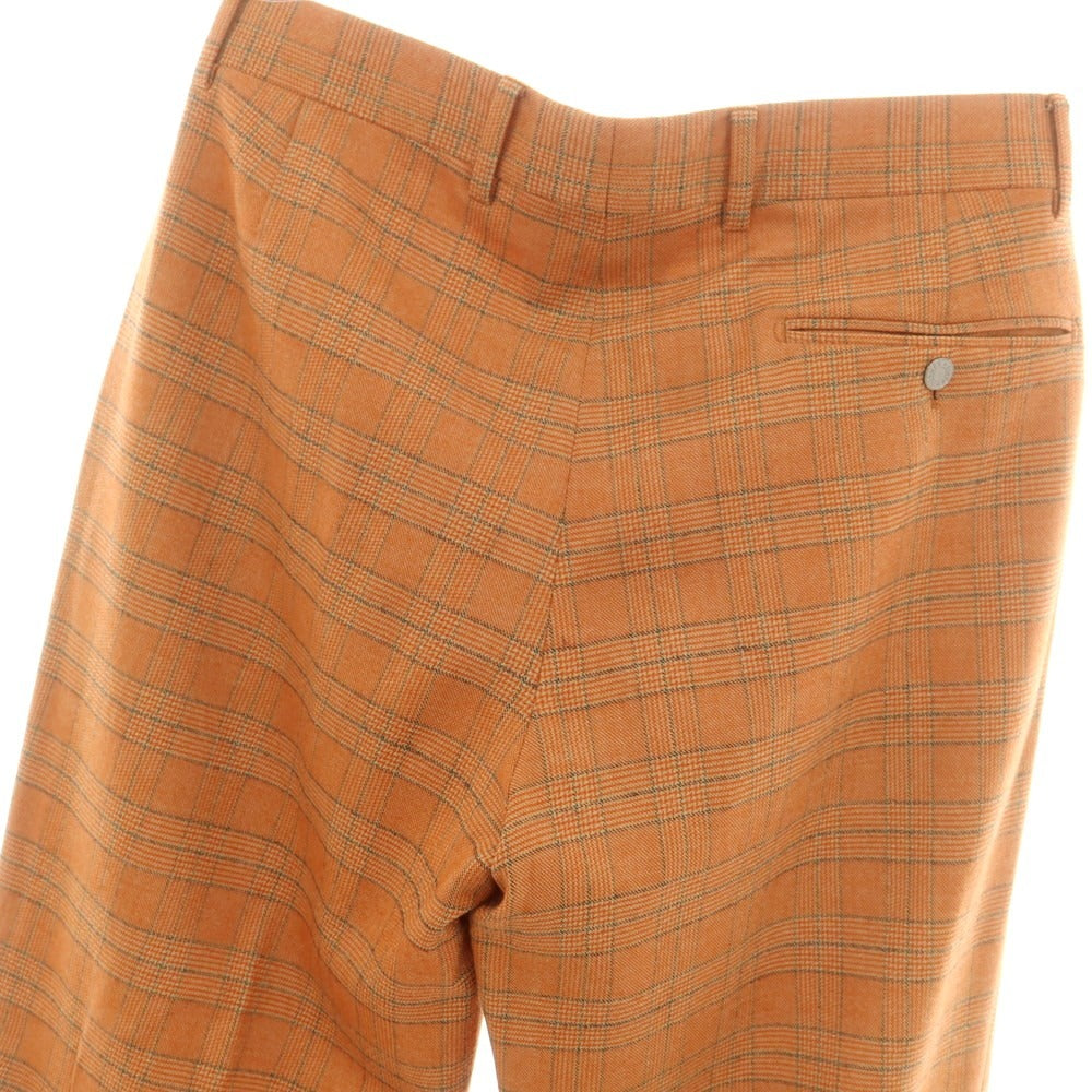 【中古】エルメス HERMES ストレッチウール チェック カジュアルスラックスパンツ オレンジxブラック【 40 】【 状態ランクC 】【 メンズ 】