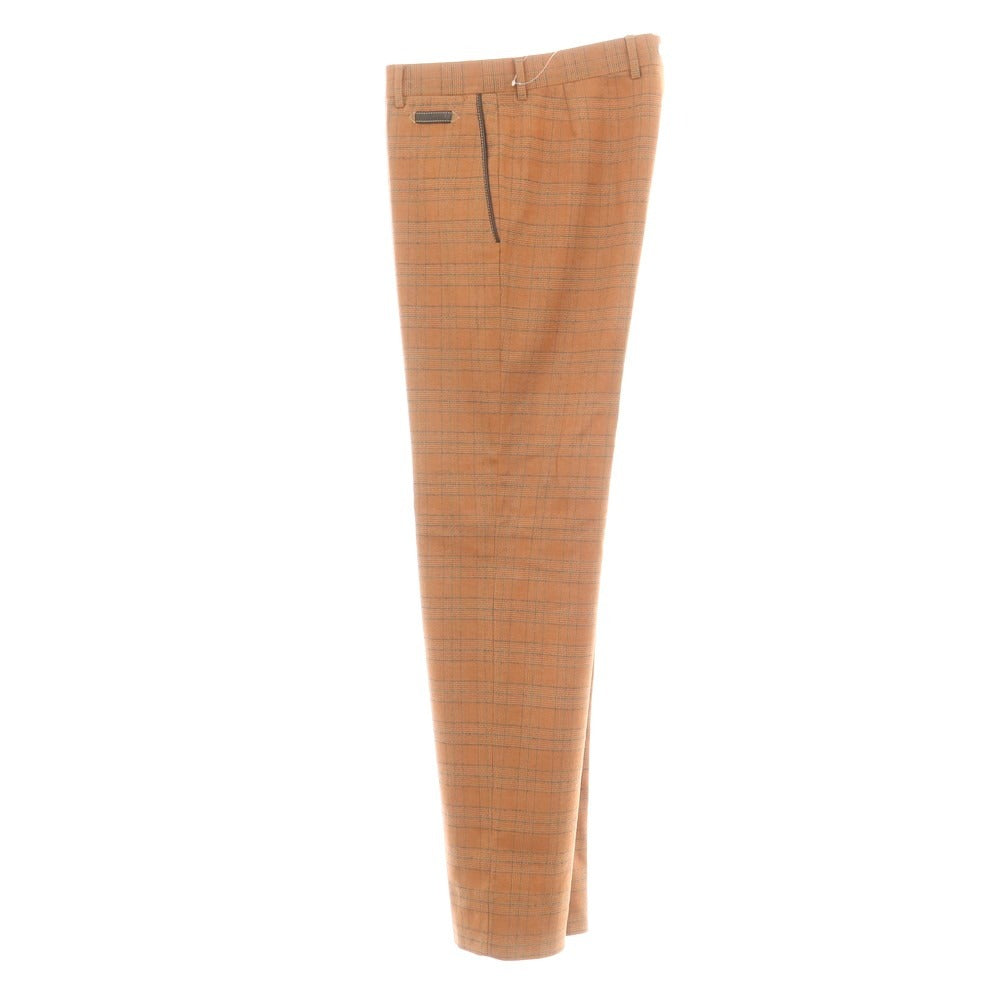 【中古】エルメス HERMES ストレッチウール チェック カジュアルスラックスパンツ オレンジxブラック【 40 】【 状態ランクC 】【 メンズ 】