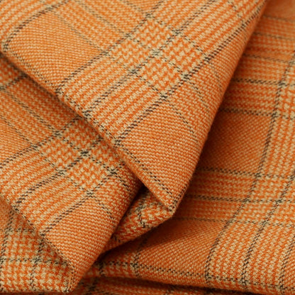 【中古】エルメス HERMES ストレッチウール チェック カジュアルスラックスパンツ オレンジxブラック【 40 】【 状態ランクC 】【 メンズ 】