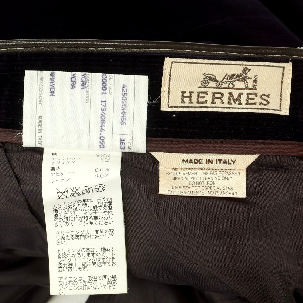 【中古】エルメス HERMES ストレッチコーデュロイ コーデュロイパンツ ダークパープル【 サイズ48 】【 状態ランクD 】【 メンズ 】 [CPD]