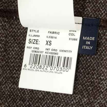 【中古】ラルディーニ LARDINI ウールアルパカ チェック ニットジャケット ブラウンxライトグレー【 XS 】【 状態ランクA 】【 メンズ 】