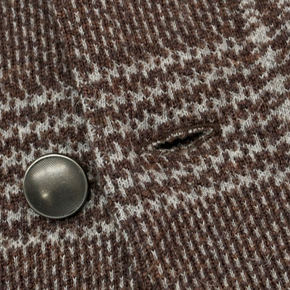 【中古】ラルディーニ LARDINI ウールアルパカ チェック ニットジャケット ブラウンxライトグレー【 XS 】【 状態ランクA 】【 メンズ 】