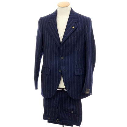 【中古】【未使用】サルトリア ラトーレ SARTORIA LATORRE ウール ストライプ 2つボタンスーツ ネイビーxブルー【サイズ44】【 状態ランクS 】【 メンズ 】
