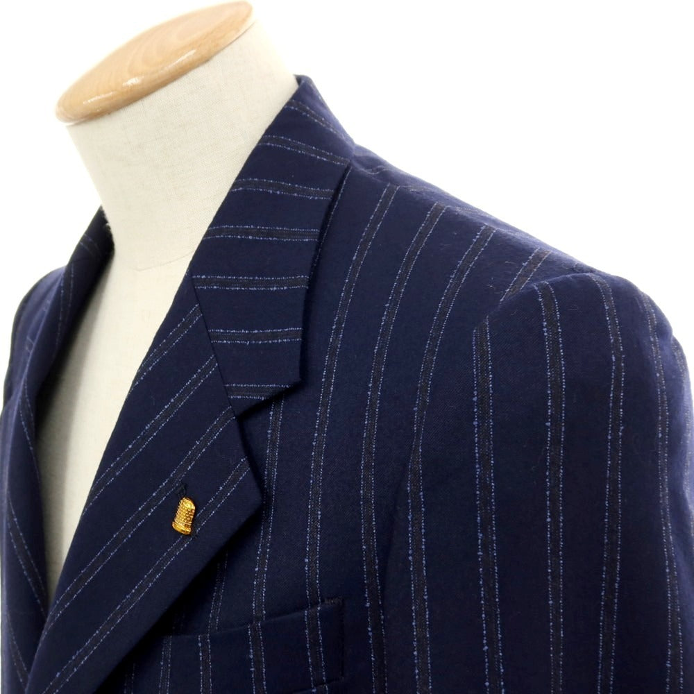 【中古】【未使用】サルトリア ラトーレ SARTORIA LATORRE ウール ストライプ 2つボタンスーツ ネイビーxブルー【 サイズ44 】【 状態ランクS 】【 メンズ 】 [APD]