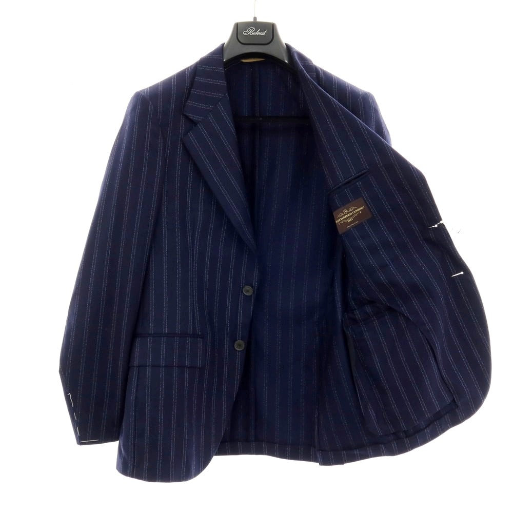 【中古】【未使用】サルトリア ラトーレ SARTORIA LATORRE ウール ストライプ 2つボタンスーツ ネイビーxブルー【 サイズ44 】【 状態ランクS 】【 メンズ 】 [APD]