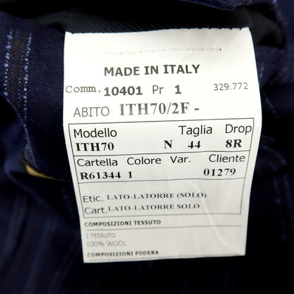 【中古】【未使用】サルトリア ラトーレ SARTORIA LATORRE ウール ストライプ 2つボタンスーツ ネイビーxブルー【サイズ44】【 状態ランクS 】【 メンズ 】