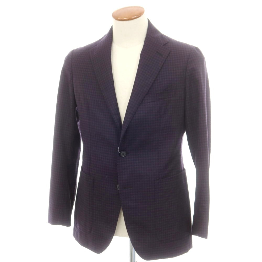 【中古】タリアトーレ TAGLIATORE ウール チェック テーラードジャケット パープルxネイビー【 46 】【 状態ランクB 】【 メンズ 】