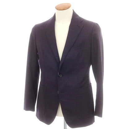 【中古】タリアトーレ TAGLIATORE ウール チェック テーラードジャケット パープルxネイビー【 46 】【 状態ランクB 】【 メンズ 】