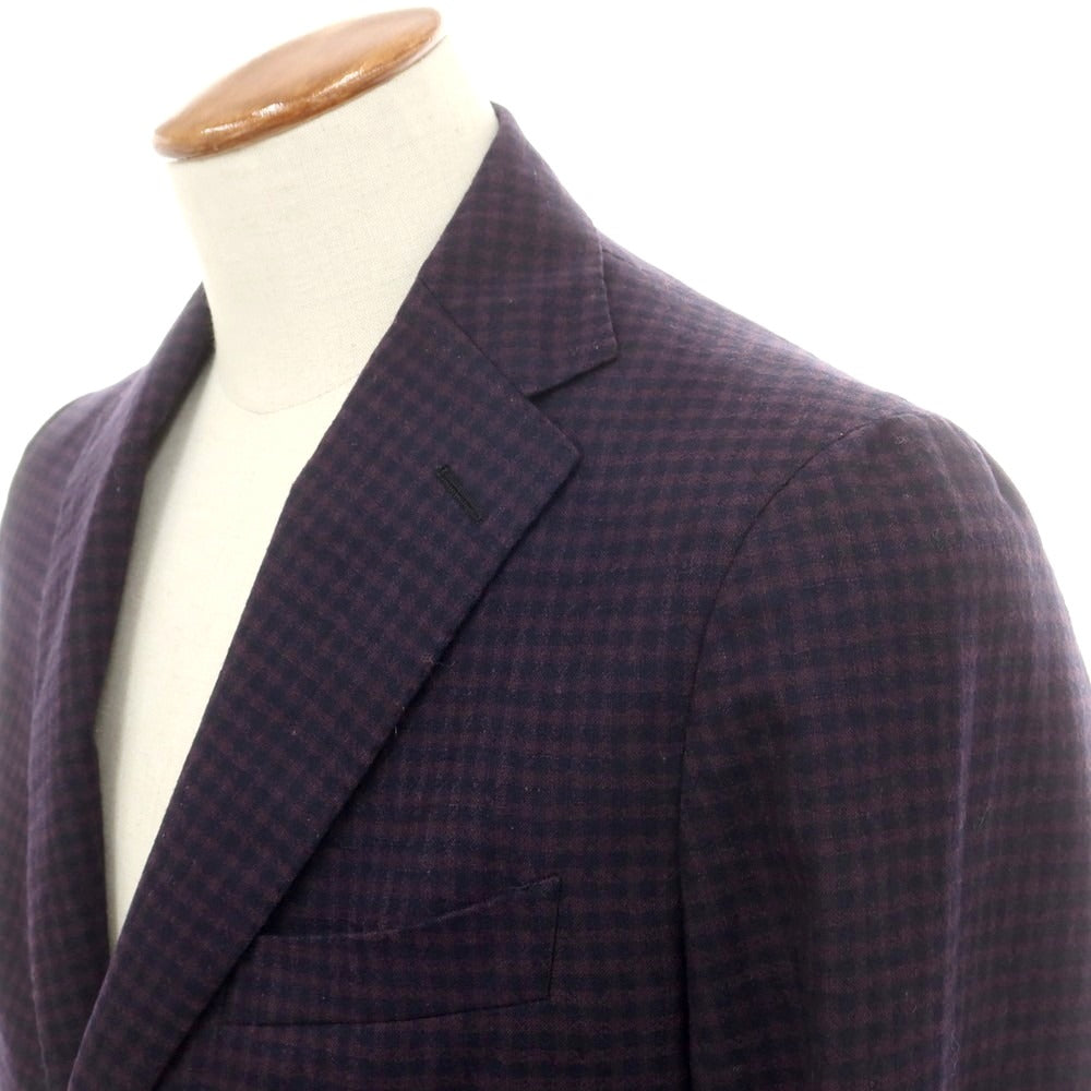 【中古】タリアトーレ TAGLIATORE ウール チェック テーラードジャケット パープルxネイビー【 サイズ46 】【 状態ランクB 】【 メンズ 】 [CPD]