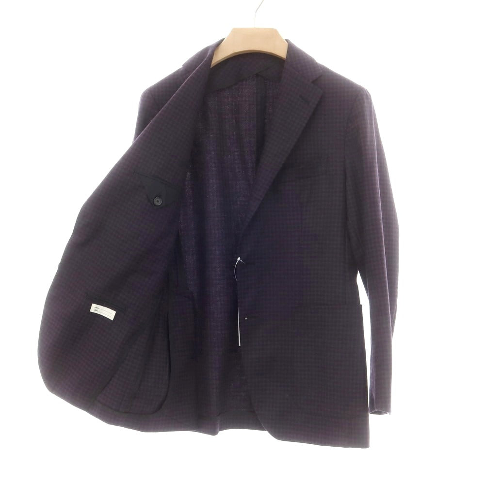 【中古】タリアトーレ TAGLIATORE ウール チェック テーラードジャケット パープルxネイビー【 サイズ46 】【 状態ランクB 】【 メンズ 】 [CPD]