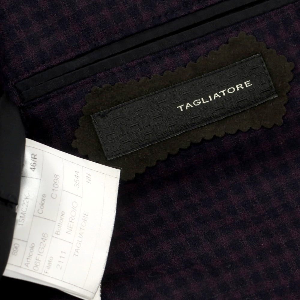 【中古】タリアトーレ TAGLIATORE ウール チェック テーラードジャケット パープルxネイビー【 サイズ46 】【 状態ランクB 】【 メンズ 】 [CPD]