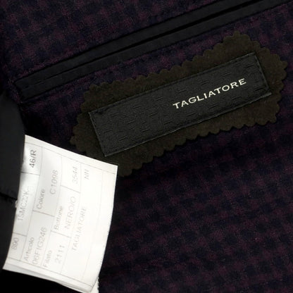 【中古】タリアトーレ TAGLIATORE ウール チェック テーラードジャケット パープルxネイビー【 46 】【 状態ランクB 】【 メンズ 】