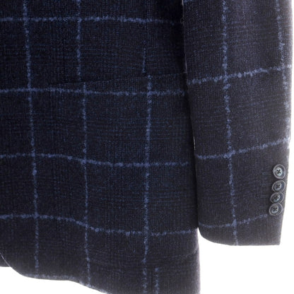 【中古】タリアトーレ TAGLIATORE ウール チェック テーラードジャケット ネイビーxブルー【 46 】【 状態ランクB 】【 メンズ 】