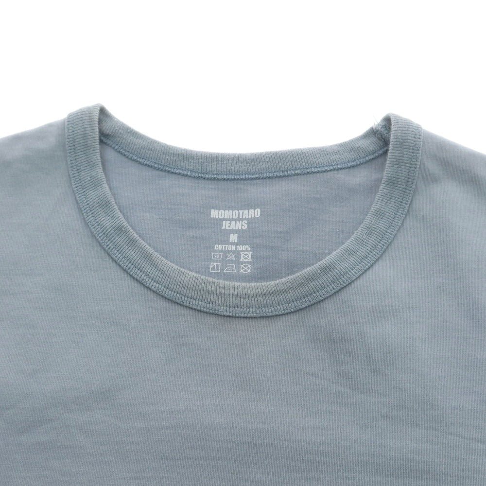 【中古】モモタロウ ジーンズ MOMOTARO JEANS コットン クルーネック 半袖Ｔシャツ ライトダルブルー【 サイズM 】【 状態ランクC 】【 メンズ 】 [CPD]