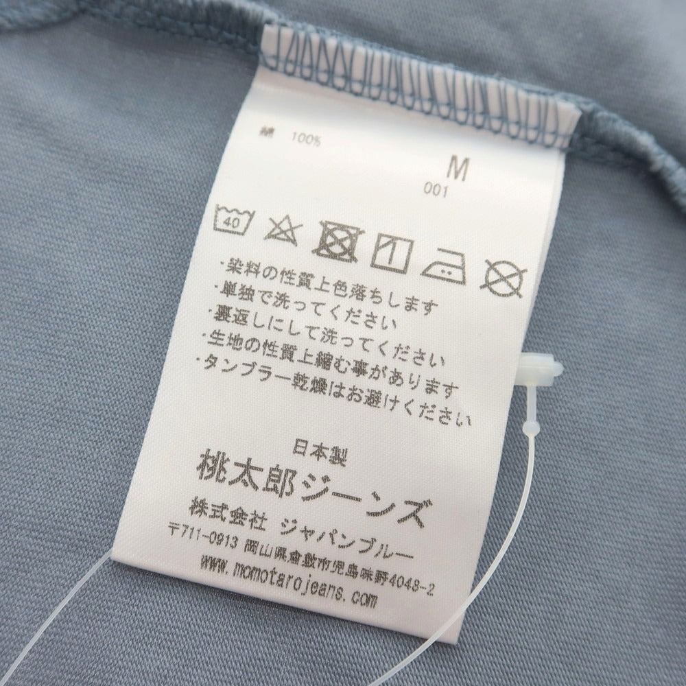 【中古】モモタロウ ジーンズ MOMOTARO JEANS コットン クルーネック 半袖Ｔシャツ ライトダルブルー【 サイズM 】【 状態ランクC 】【 メンズ 】 [CPD]