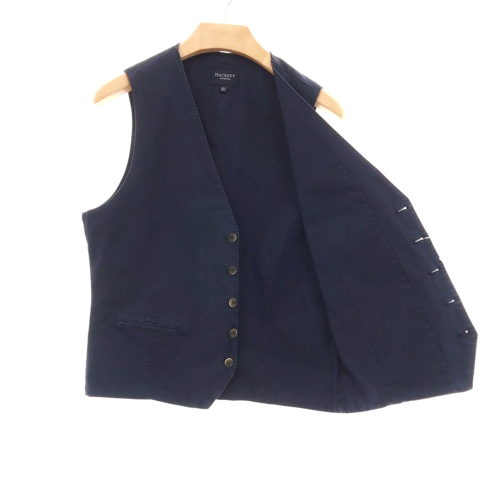 【中古】ハケットロンドン HACKETT LONDON ストレッチ コットン カジュアル系ジレ ベスト ネイビー【サイズ40L】【 状態ランクC 】【 メンズ 】