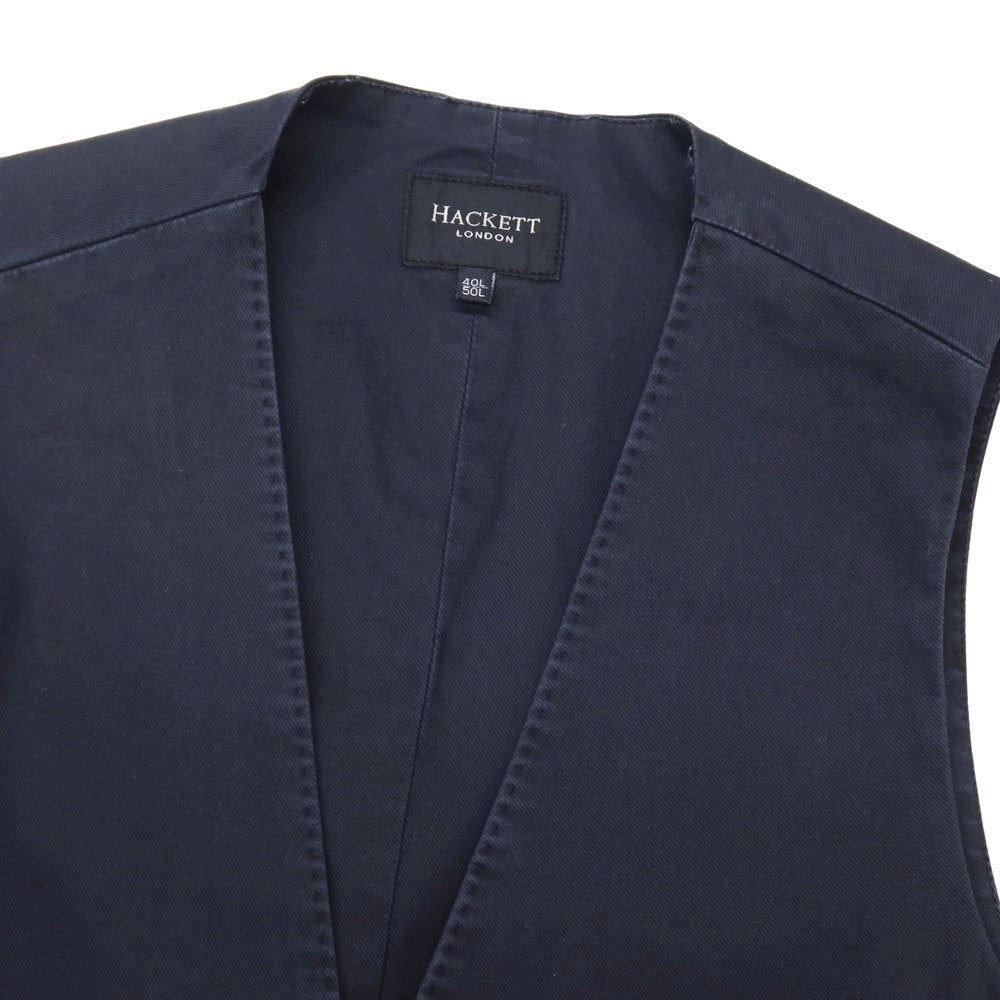 【中古】ハケットロンドン HACKETT LONDON ストレッチ コットン カジュアル系ジレ ベスト ネイビー【サイズ40L】【 状態ランクC 】【 メンズ 】