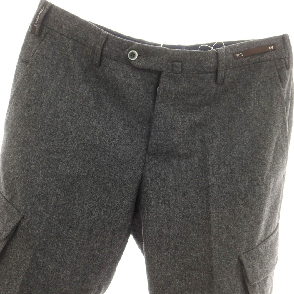 【中古】ピーティーゼロウーノ PT01 ウール カーゴスラックスパンツ ダークグレー【 48 】【 状態ランクB 】【 メンズ 】