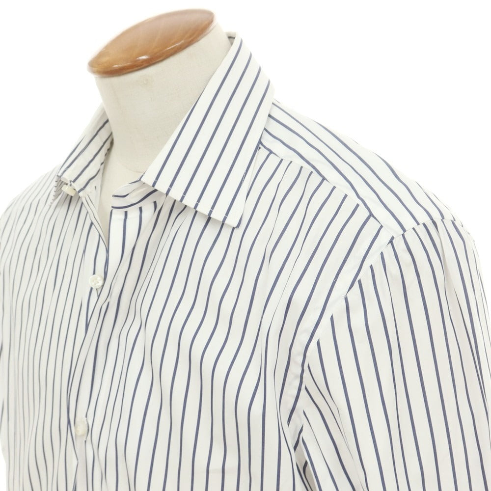 【新品】サンニーノ SANNINO コットン ストライプ レギュラーカラー ドレスシャツ ホワイトxネイビー【 39 】【 状態ランクN 】【 メンズ 】