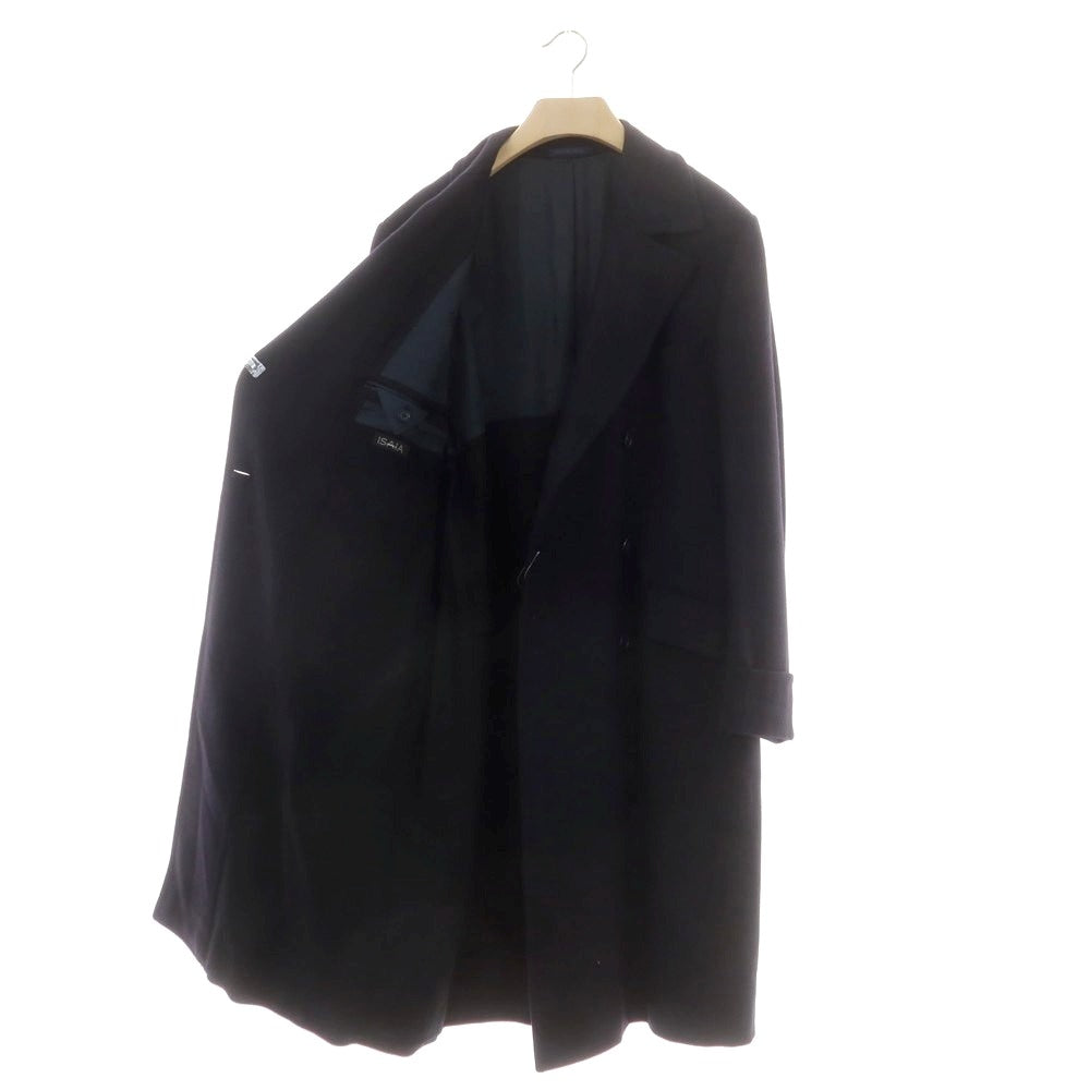 【中古】イザイア ISAIA Casentino ウールカシミヤ ポロコート ネイビー【 50 】【 状態ランクB 】【 メンズ 】