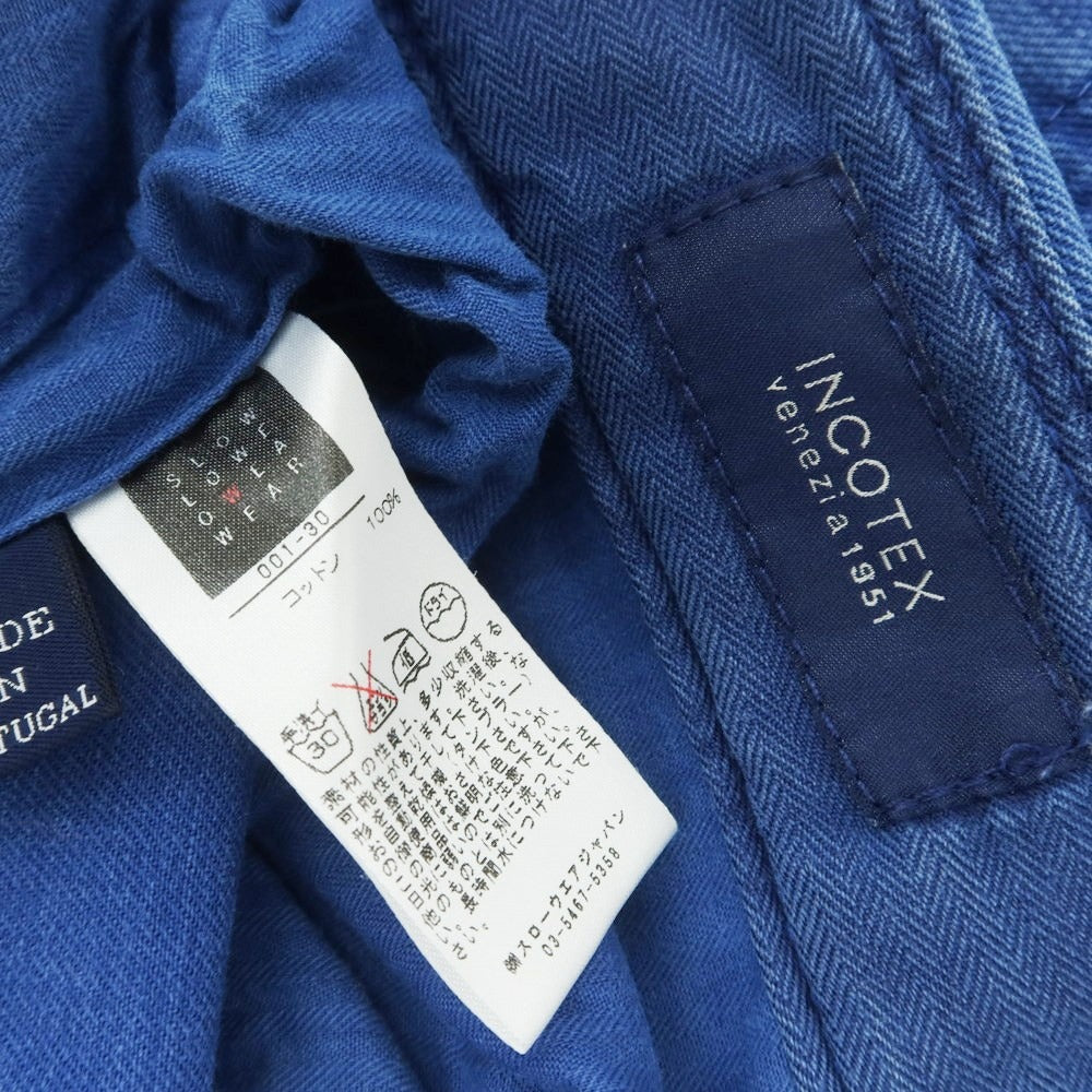 【中古】インコテックス INCOTEX コットン 5ポケットパンツ ブルー【 50 】【 状態ランクC 】【 メンズ 】