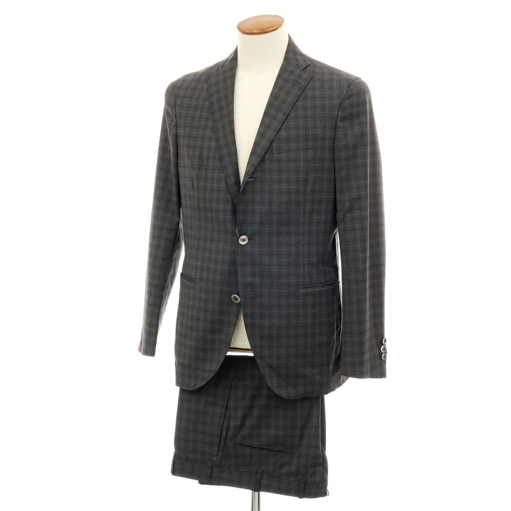 【中古】ボリオリ BOGLIOLI ウール チェック 3つボタンスーツ グレー【サイズ48】【 状態ランクC 】【 メンズ 】