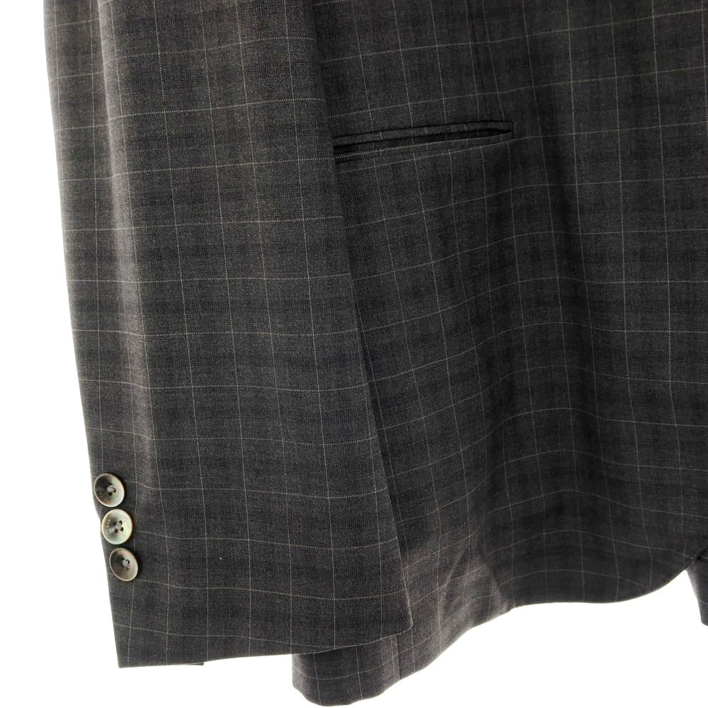 【中古】ボリオリ BOGLIOLI ウール チェック 3つボタンスーツ グレー【サイズ48】【 状態ランクC 】【 メンズ 】