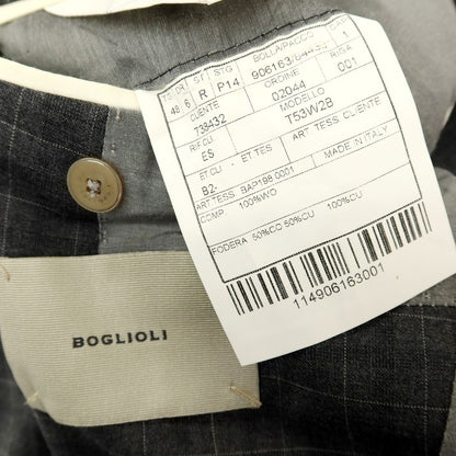 【中古】ボリオリ BOGLIOLI ウール チェック 3つボタンスーツ グレー【サイズ48】【 状態ランクC 】【 メンズ 】