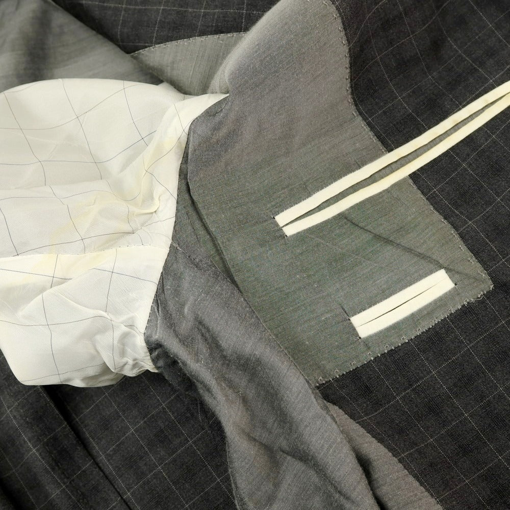 【中古】ボリオリ BOGLIOLI ウール チェック 3つボタンスーツ グレー【サイズ48】【 状態ランクC 】【 メンズ 】