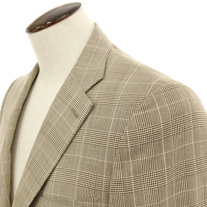 【中古】イザイア ISAIA ウール チェック 3つボタンスーツ ベージュxブラウン【サイズ50】【 状態ランクC 】【 メンズ 】