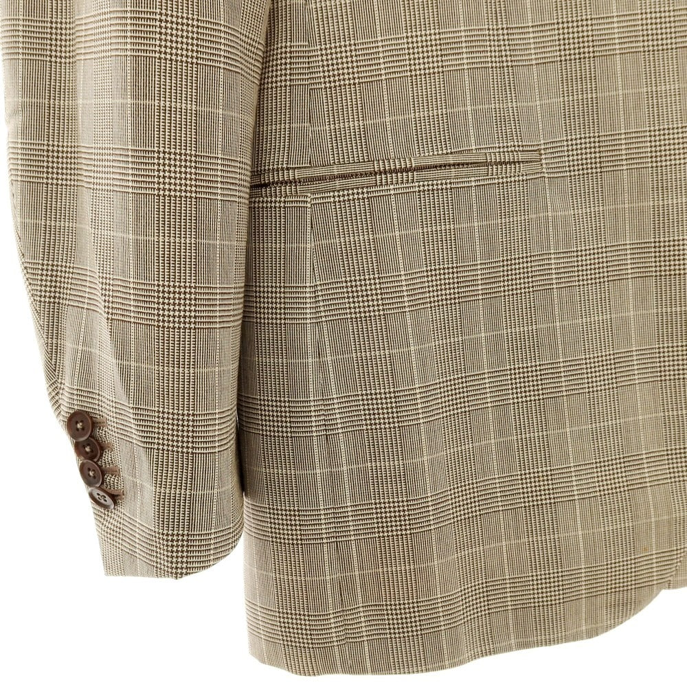 【中古】イザイア ISAIA ウール チェック 3つボタンスーツ ベージュxブラウン【サイズ50】【 状態ランクC 】【 メンズ 】