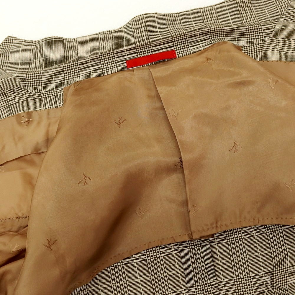 【中古】イザイア ISAIA ウール チェック 3つボタンスーツ ベージュxブラウン【サイズ50】【 状態ランクC 】【 メンズ 】