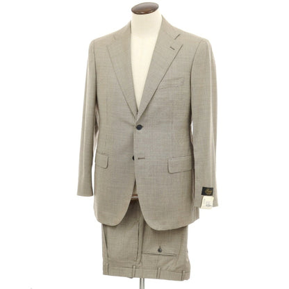 【中古】ベルベスト Belvest ESTNATION別注 ウール チェック 2つボタンスーツ ベージュxブラウン【サイズ50】【 状態ランクA 】【 メンズ 】