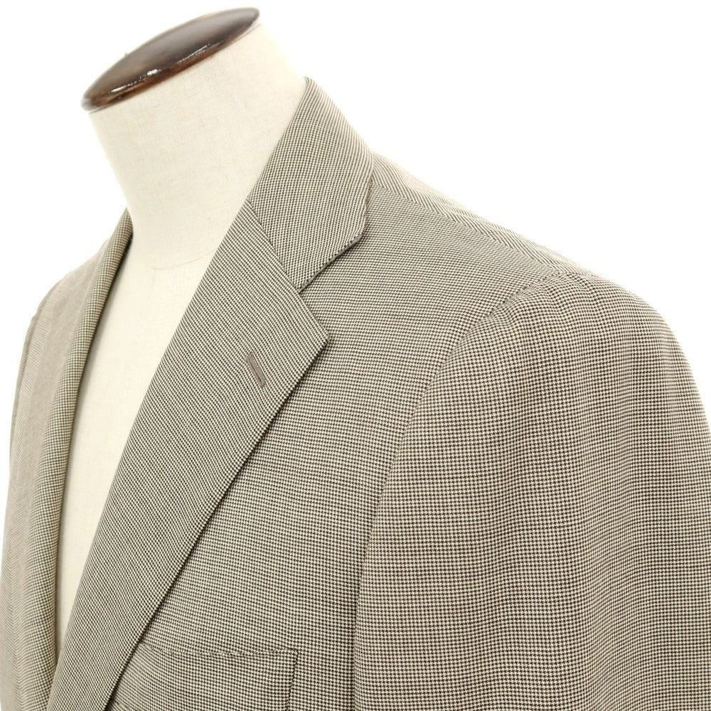 【中古】ベルベスト Belvest ESTNATION別注 ウール チェック 2つボタンスーツ ベージュxブラウン【サイズ50】【 状態ランクA 】【 メンズ 】