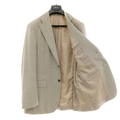 【中古】ベルベスト Belvest ESTNATION別注 ウール チェック 2つボタンスーツ ベージュxブラウン【サイズ50】【 状態ランクA 】【 メンズ 】