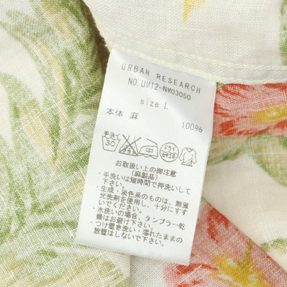 【中古】アーバンリサーチ URBAN RESEARCH リネン ボタニカル レギュラーカラー 半袖シャツ アイボリーxグリーン【 L 】【 状態ランクB 】【 メンズ 】