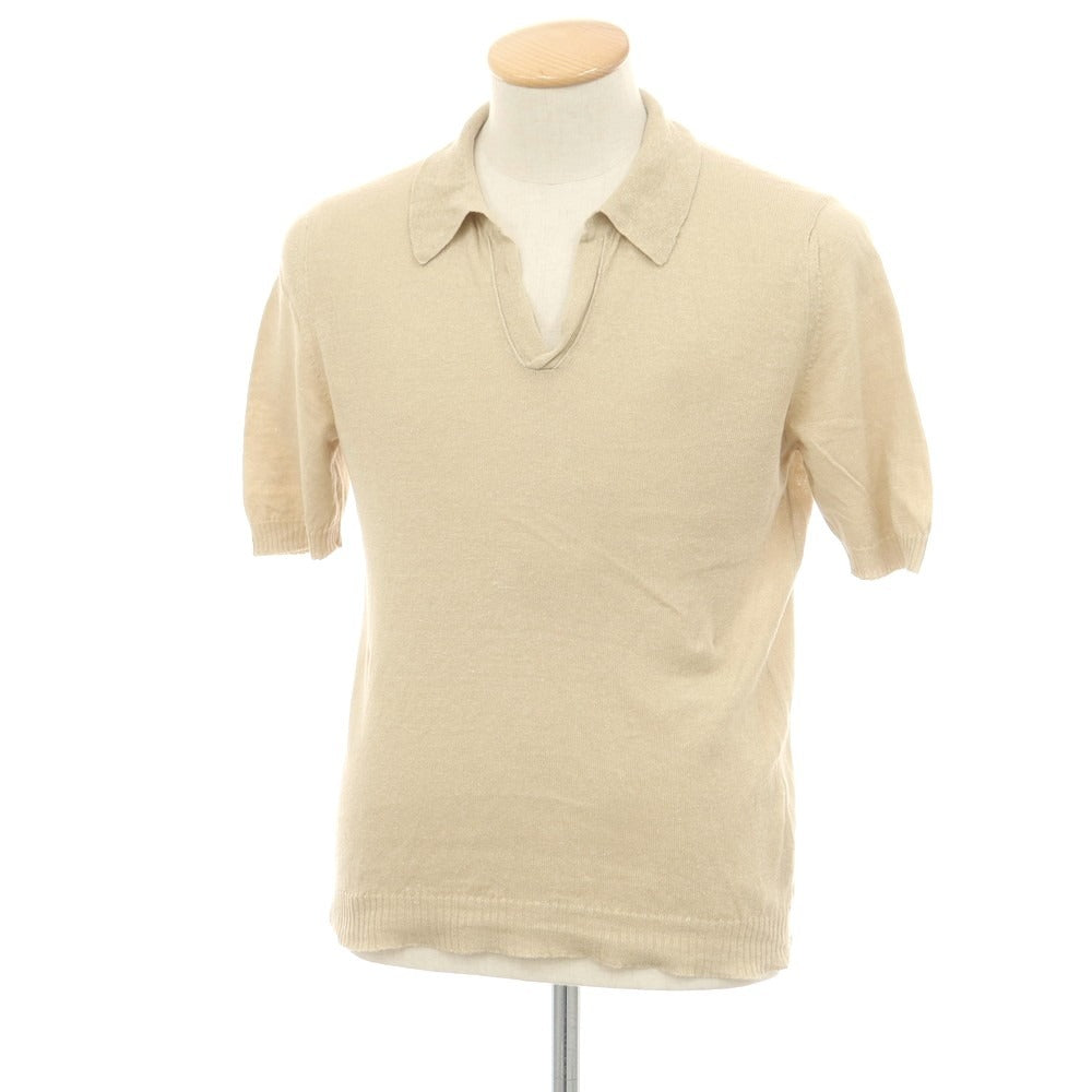 【中古】セッテフィーリ カシミア Settefili Cashmere リネンコットン スキッパー ポロニット ベージュ【 46/XS 】【 状態ランクC 】【 メンズ 】