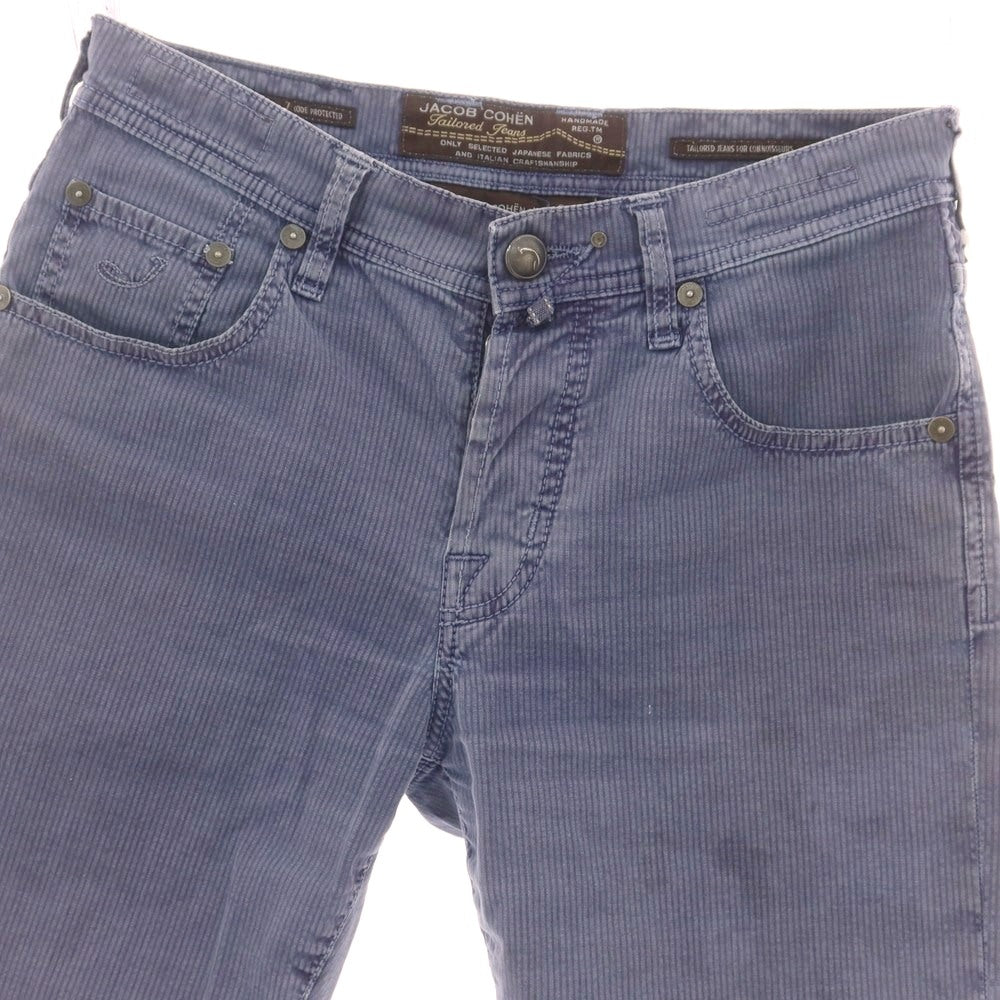 【中古】ヤコブコーエン JACOB COHEN J633 ストレッチ コットンポリエステル ストライプ ショートパンツ パープル【 31 】【 状態ランクC 】【 メンズ 】