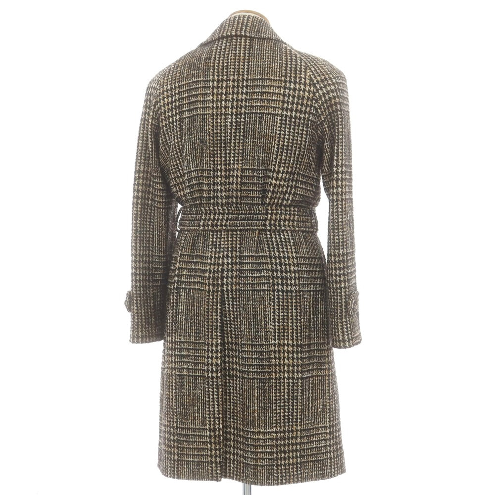 【中古】タリアトーレ TAGLIATORE ウールアクリル チェック ダブルブレストコート ベージュxブラック【 46 】【 状態ランクB 】【 メンズ 】